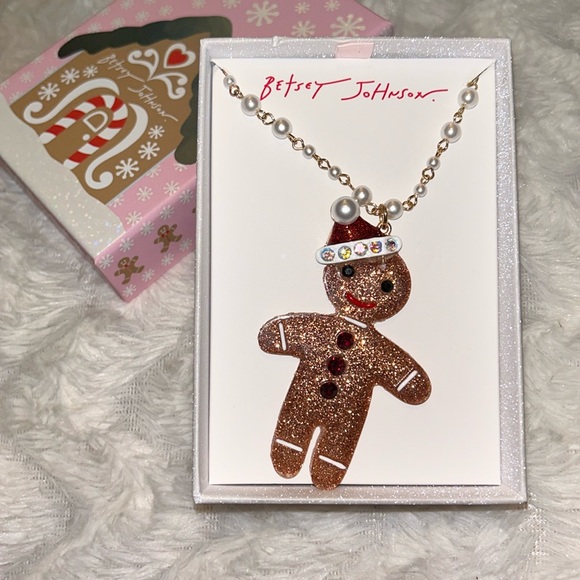 Betsey Johnson Gingerbread Man Statement Pendant Necklace - Picture 3 of 10